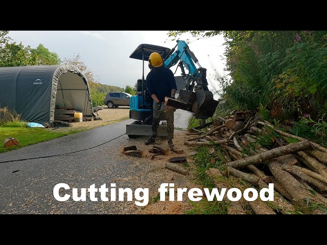 Making firewood with the mini excavator - (Sidejobs Vol 2)