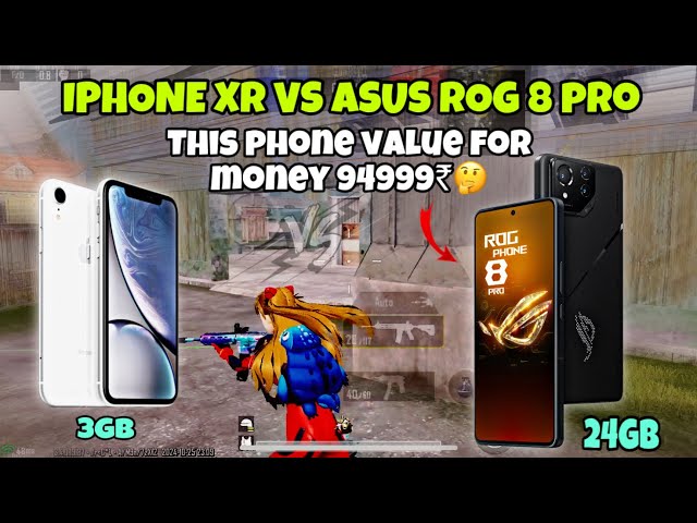 IPHONE XR🔥 VS ROG PHONE 8 PRO🥶 1V1 BATTLE 60FPS VS 90FPS