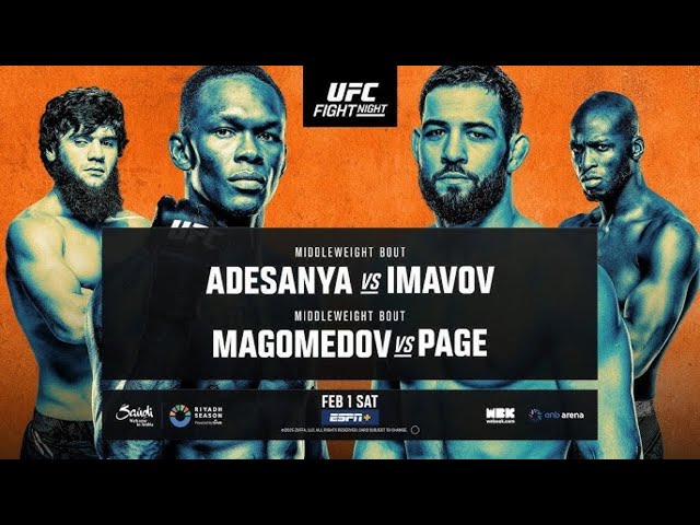 UFC SAUDI ARABIA LIVE ADESANYA VS IMAVOV LIVESTREAM & FULL FIGHT NIGHT COMPANION