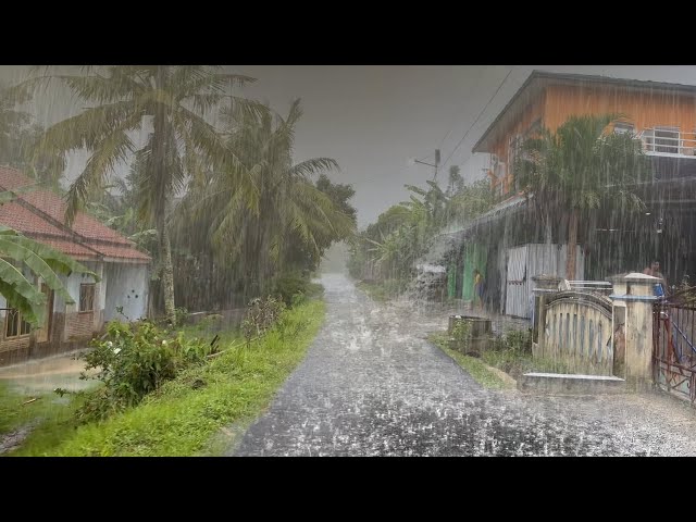 Scary Thunder flash in the Goms Rain Village | 99% Instantly Rain Sounds For Sleeping