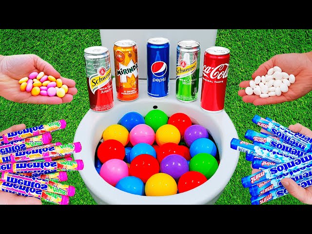 Experiments: Coca Cola vs Colourful Balls, Fanta, Pepsi, Schweppes, Mirinda, Coke and Mentos