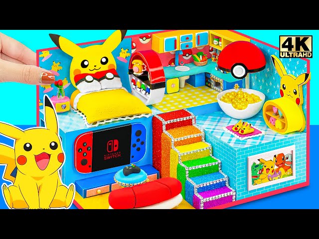 20 Days Make Pikachu House Collection with Bedroom, Pokeball from Clay | DIY Miniature Pokémon House