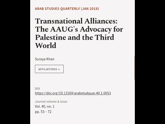 Transnational Alliances: The AAUGs Advocacy for Palestine and the Third World | RTCL.TV