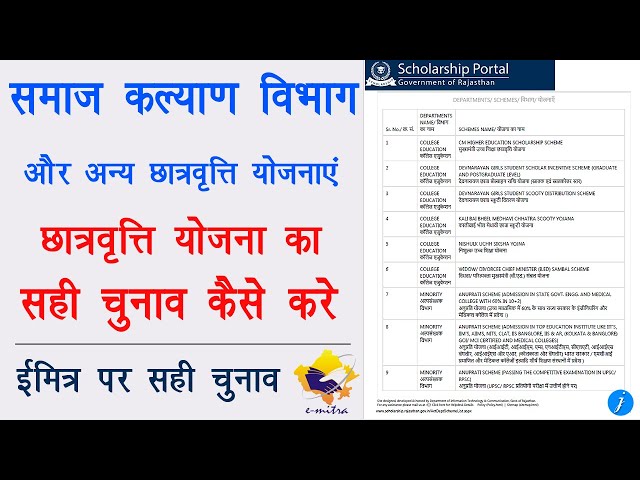 समाज कल्याण विभाग छात्रवृत्ति योजना - Rajasthan scholarship Yojana || sje scholarship