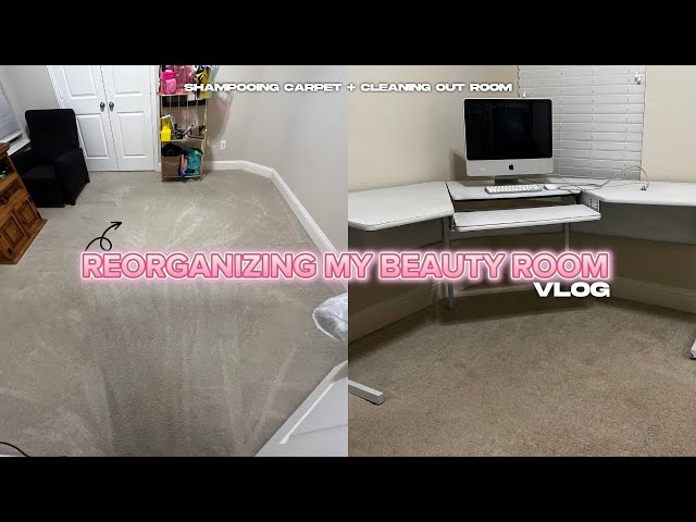 Vlog: Beauty Room Cleaning & Organization | Shampooing Carpet & Transformation | Thats Isáilah