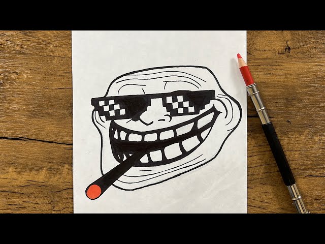 How to draw troll face ( cool one ) step-by-step | drawing troll face