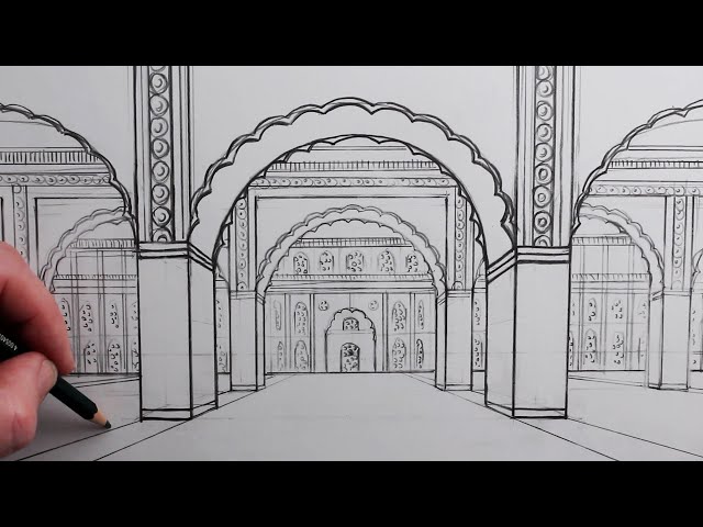 How to Draw Arches in One-Point Perspective for Beginners