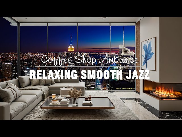 Soft Jazz in a Snowy Space: Warm Fireplace for a Quiet Winter Day