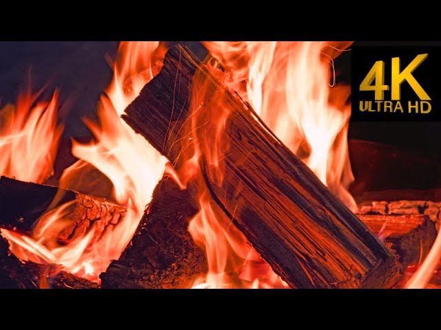 🔥 FIREPLACE Ultra HD 4K. Crackling Fireplace with Golden Flames & Burning Logs Sounds