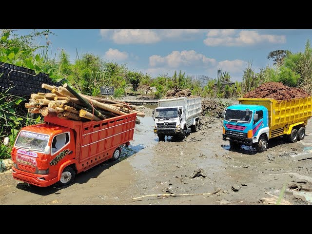 Wadidau Rc Excavator, Mobil Truk Oleng RC Canter Fuso Muat Berat Dump Truck Isuzu nmr Terguling