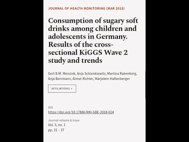 Consumption of sugary soft drinks among children and adolescents in Germany. Results ... | RTCL.TV