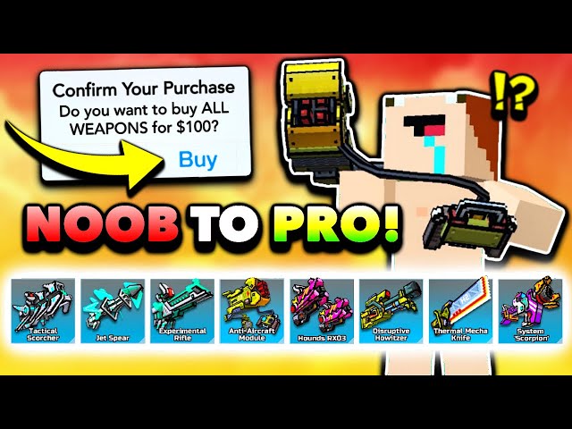 NOOB Spends $100 in Pixel Gun 3D and Becomes a PRO! [New Update]