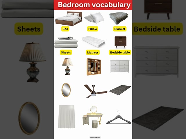 Bedroom vocabulary with pictures  #english #vocabulary #pronunciation