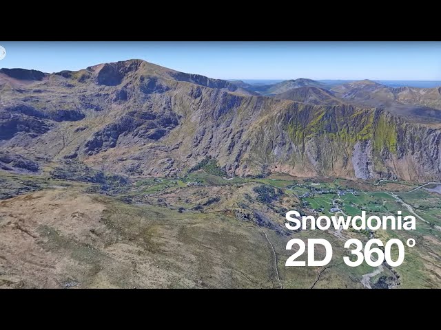 Tour of Snowdonia Mountains 360 2D 4K Created With Google Earth Studio (Beta)