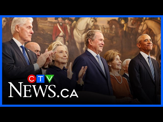 Former U.S. presidents make their entrance at Donald Trump's inauguration