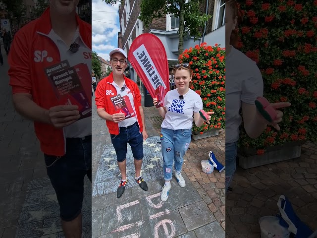 DIE LINKE Bocholt - Letzter EU-Wahl-Infostand zusammen mit der Schwesterpartei SP aus NL-Winterswijk