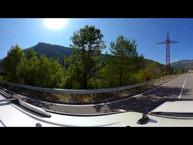 360 VR Road between mountains and rocks in the village of Racha, Georgia Kandao QooCam