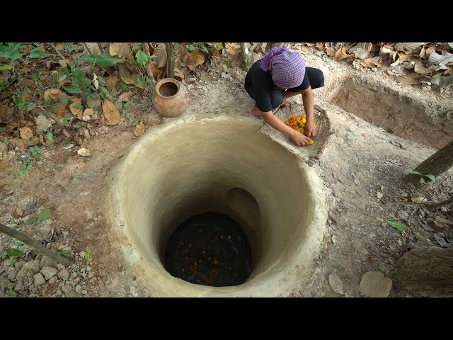 How To Building Amazing Secret Underground House And Beautiful Flowers Bathtub By Woman