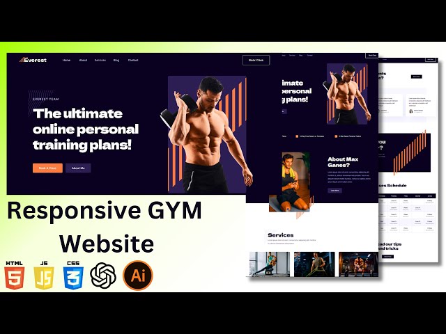 Responsive GYM Multipage Website Using HTML, CSS & JavaScript | How to Create a Website Using AI