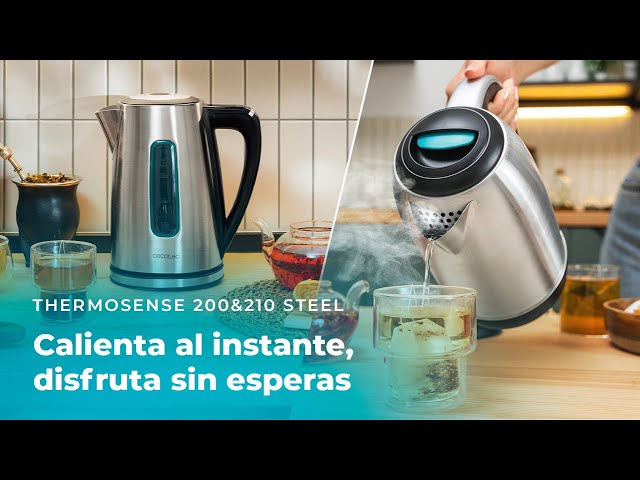 Thermosense 200&210 Steel, hervidor de agua de 1,7 litros, cuerpo de acero inoxidable, con 2200 W.