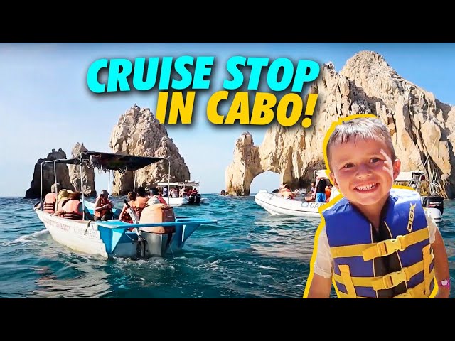 Our Cruise Stop in Cabo | Mango Deck Beach Club | Glass Bottom Boat to Arch | Cruise Vlog