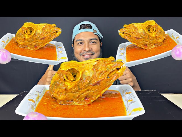 ASMR EATING SPICY 🔥SPICY MUTTON HEAD CURRY | GOAT HEAD CURRY MUKBANG EATING CHALLENGE | MR FOOD MAN