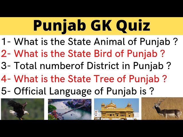 Punjab Gk Quiz // Punjab State General knowledge questions and answers in English,Punjab Gk