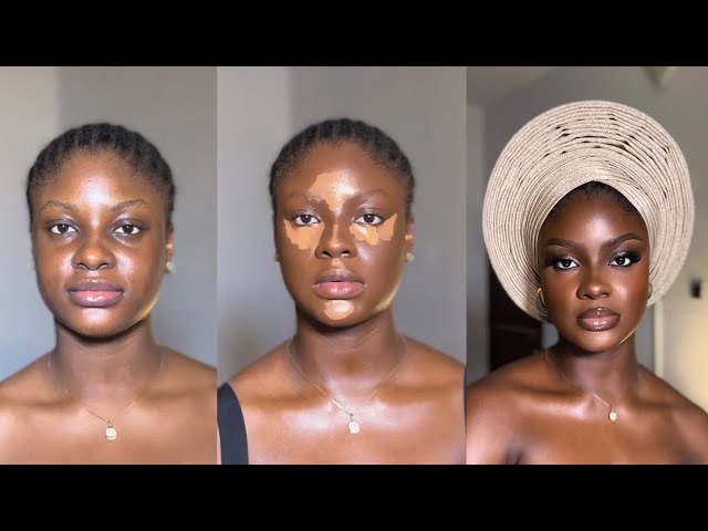 NIGERIAN BRIDAL GLAM MAKEUP TUTORIAL ON A DARK SKIN | CLIENT TRANSFORMATION #NIGERIANBRIDALMAKEUP