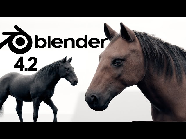 Making a Horse in Blender 4.2  - Timelapse [sculpting, retopology, texturing, rigging, simulation]