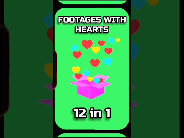 HEARTS footage animation GREEN SCREEN. Chromakey video .