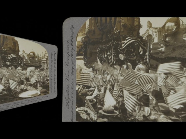 Waving flags as "America" sung, 1904 Worlds Fair (VR 3D still-image)