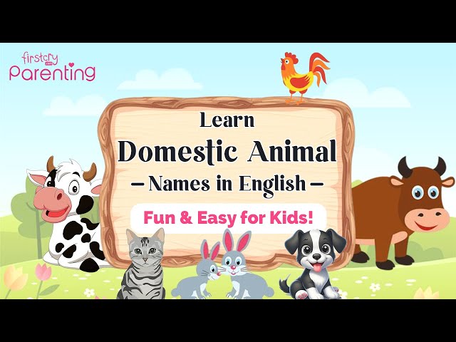 Domestic Animal Names In English | Learn Domestic Animal Names for Preschoolers & Kids