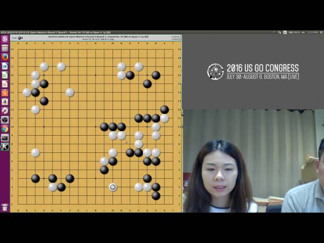 2016 US Open Masters Round 5, Danny Ko 7d (W) vs Ryan Li 1p (B), w/ Stephanie Yin 1p on KGS