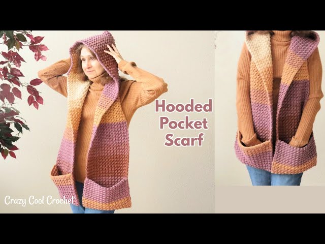 Crochet Hooded Pocket Scarf - Perfect Crochet GIFT!