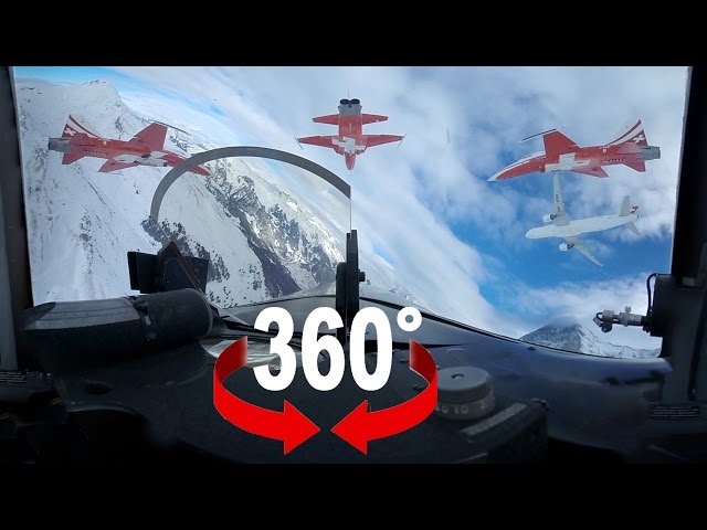 360° cockpit view | Lauberhorn 2016 | Patrouille Suisse and Airbus