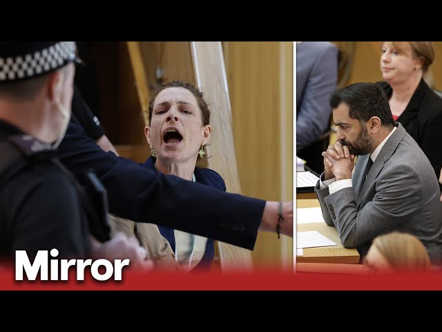 Scottish Parliament suspended as climate protesters disrupt Humza Yousaf during FMQs