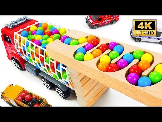 Marble Run ASMR Race ☆ HABA Slope & Dump Truck Excavator Ambulance Forklift Garbage Truck Tractors