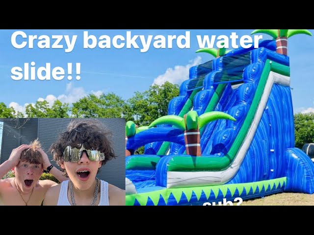 Crazy backyard water slide!