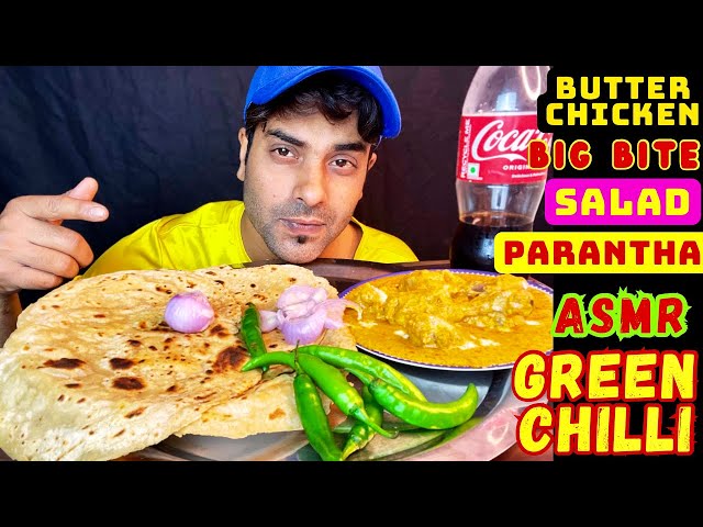 ASMR🔥 BUTTER CHICKEN, BigBite, Parantha, SALAD | ASMR EATING FOOD @firozbhukkad