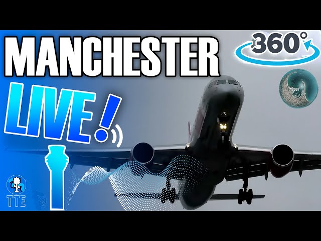 Manchester Airport Live in VR 360 Degrees LOW LANDINGS #planespotting #manchesterairportlive