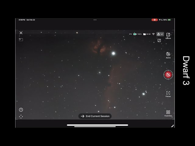Dwarf 3 - EQ - 120 s  - Imaging the Horsehead and Flame Nebulae 2/22/2025