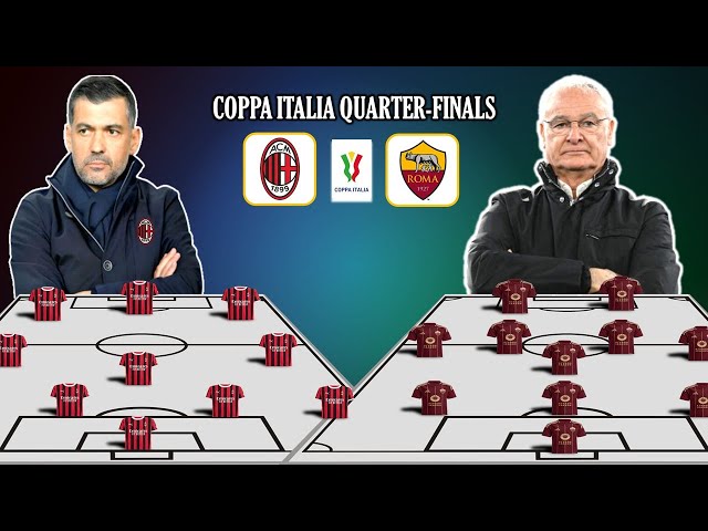 CONCEICACO VS RANIERI | AC MILAN VS AS ROMA | POTENTIAL STARTING LINEUP COPPA ITALIA QUARTER-FINALS