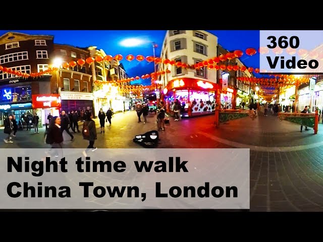 360 low light test with Theta S. Night time walk through china town Gerrard Street London