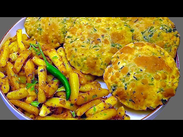 Aloo Di Sabji Te Dal Methi wali Masaledar Puriyan  | Sukhi Aloo ki Sabji Or Puri Recipe