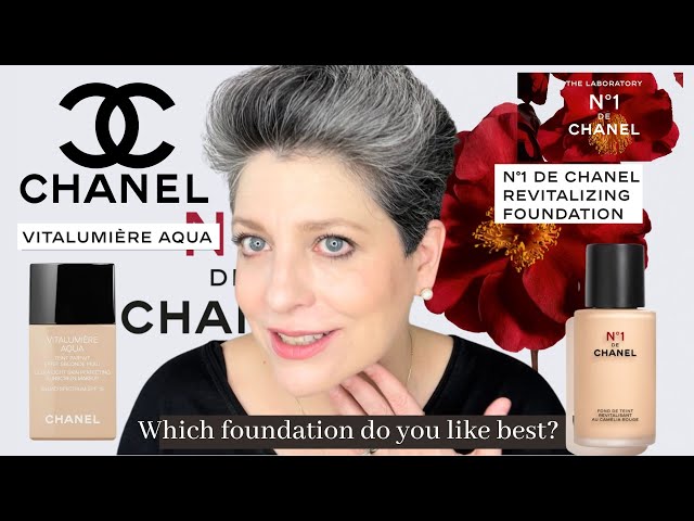 COMPARISON CHANEL FOUNDATION Between No1 De CHANEL & Vitalumiere Aqua Foundation.