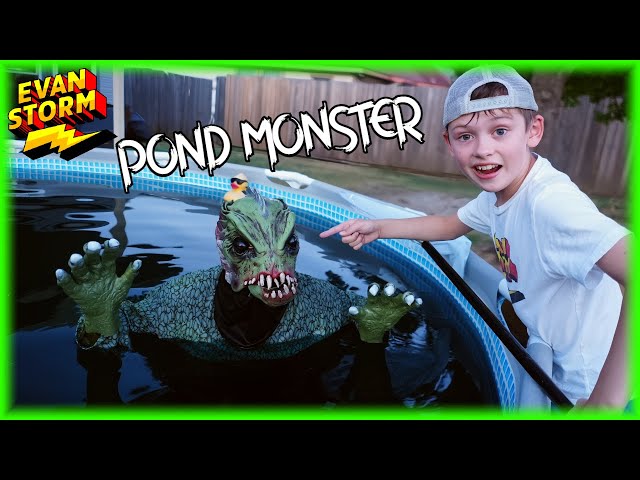 Pond Monster In My Pool!  Fishing for Monster Trucks, Sea Creatures and Treasure!