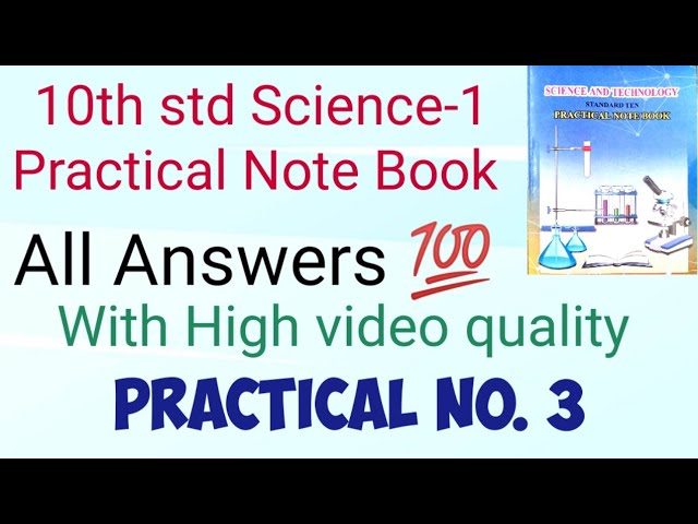 10th std Science Practical Book Practice No.3 Answers 10th std SSC practical book science ANSWERS