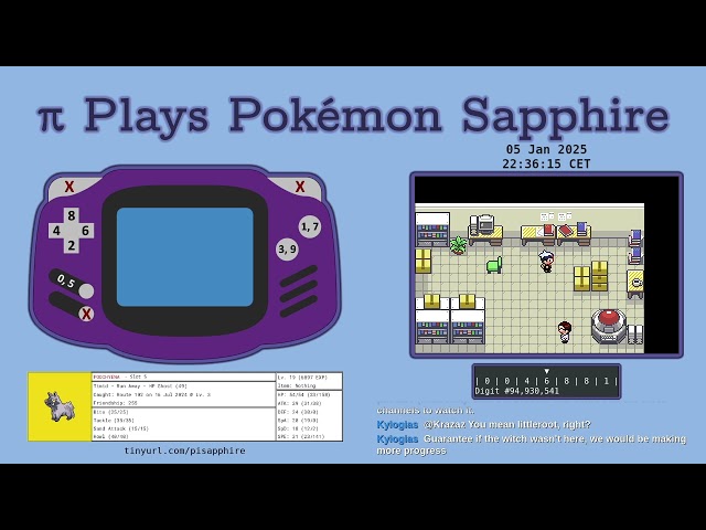 CAN THE NUMBER π BEAT POKÉMON? | Pi Plays Pokémon Sapphire - Stream #584 Part 2