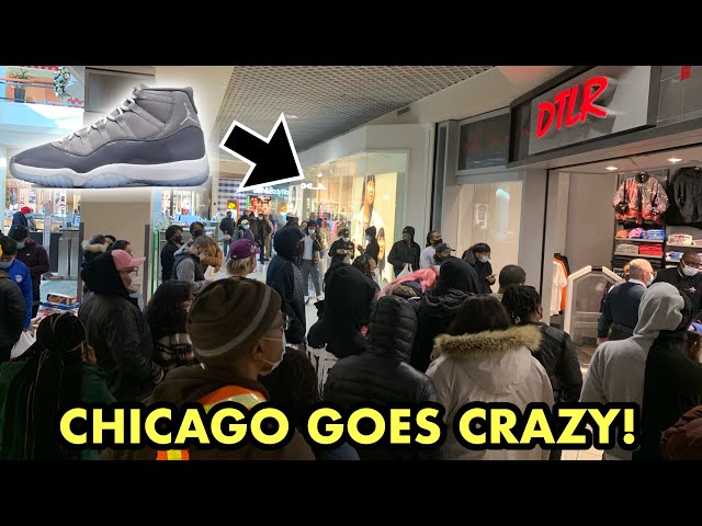 CHICAGO GOES INSANE FOR THE JORDAN 11 COOL GREYS! CRAZY PICK UP MALL VLOG!