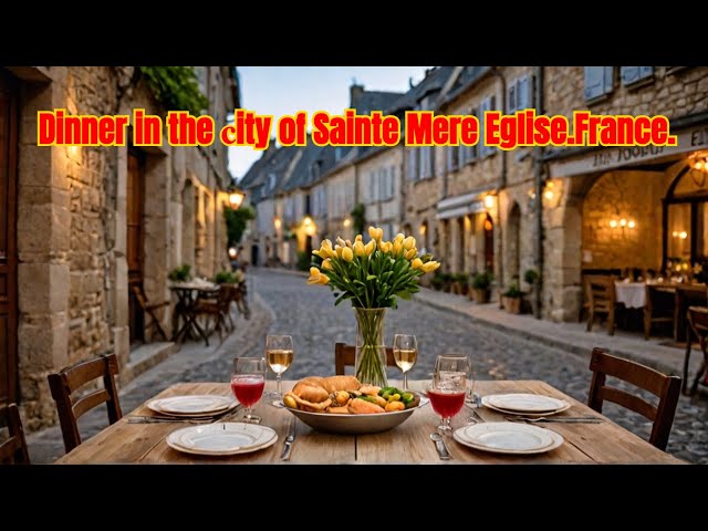 Dinner in the сity of Sainte Mere Eglise.France.Part 1.